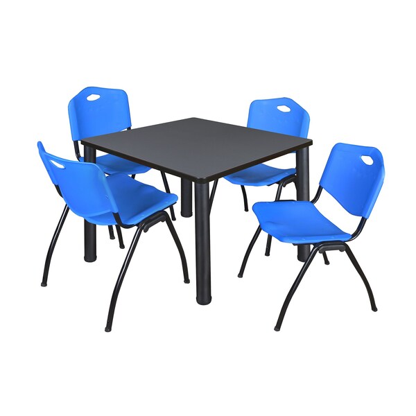 Kee Square Tables > Breakroom Tables > Kee Square Table & Chair Sets, 36 W, 36 L, 29 H, Grey TB3636GYBPBK47BE
